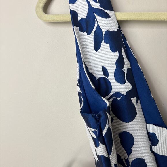 Betsey Johnson Floral Jacquard Dress Size 8 White Blue Metallic‎ Flower Print - Picture 6 of 9